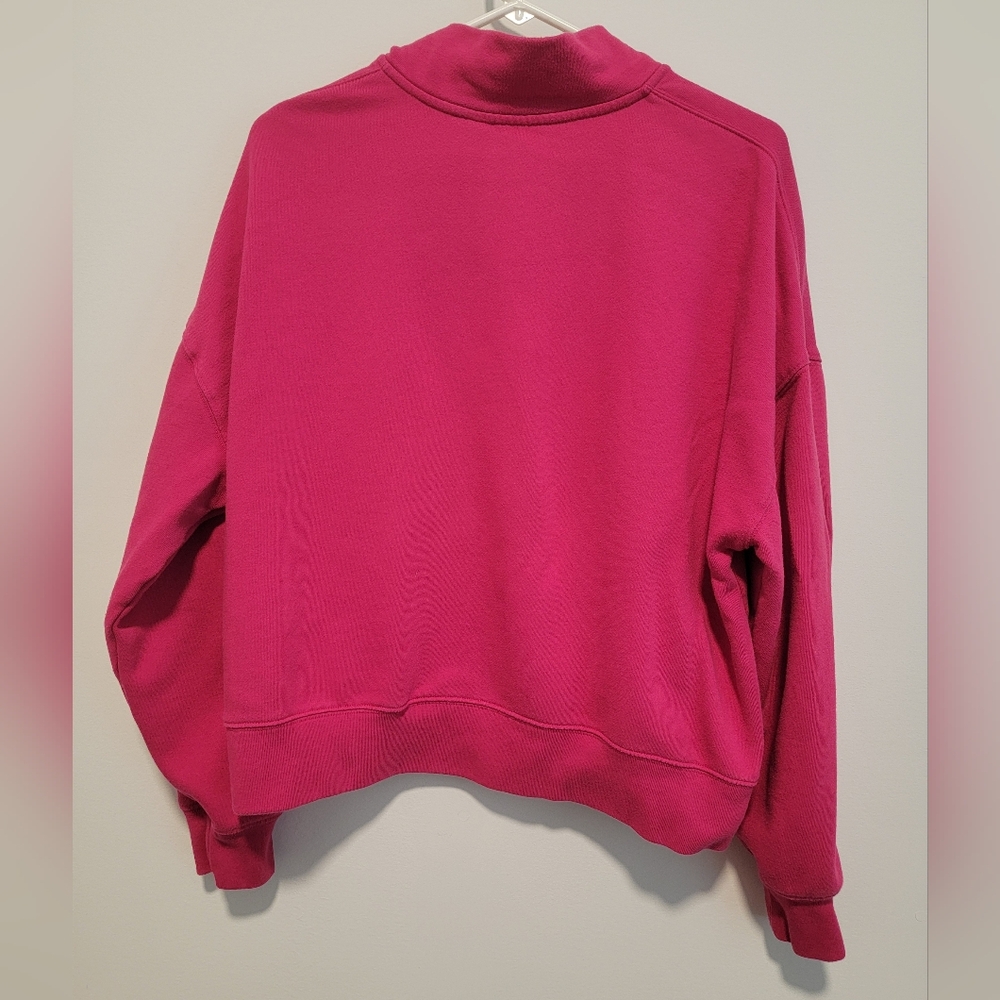Women's Hot Pink Half-Zip Pullover - Large - Picture 3 of 6